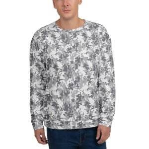 Covert Comfort: The Military Pixel Camouflage Unisex Sweatshirt seamlessly combines tactical-inspired style with everyday comfort, featuring a modern pixelated camouflage pattern that adds a sleek, edgy aesthetic. Crafted from soft, durable fabrics like cotton or a cotton-polyester blend, it provides warmth and flexibility for all-day wear. Its unisex design ensures a versatile fit for various body types, while details such as a ribbed neckline, cuffs, and waistband enhance comfort and durability. Perfect for casual outings, streetwear fashion, or layering, this sweatshirt offers a stylish way to incorporate military-inspired design into your wardrobe while maintaining effortless comfort.