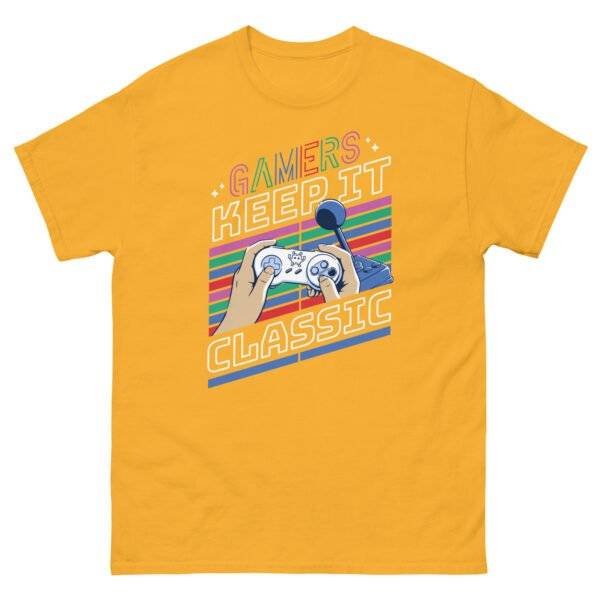 Classic Gaming Style: The Perfect T-Shirt for Gamers Show off your love for retro games with Classic Gaming Style: The Perfect T-Shirt for Gamers. Level up your wardrobe today! The Classic Gaming Style T-Shirt is an ideal choice for gamers who want to showcase their love for retro and timeless video games, featuring nostalgic graphics or themes that celebrate gaming history. Designed for comfort and style, this tee appeals to both casual and dedicated gamers, making it a versatile addition to any gaming wardrobe. Its classic aesthetic and universal appeal make it a perfect gift for gaming enthusiasts, allowing them to express their passion for gaming culture effortlessly.